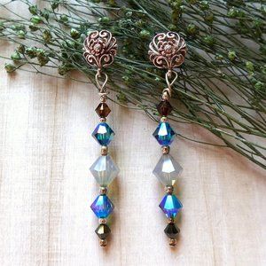⚜️NEW Color shift Blue Brown Swarovski earrings